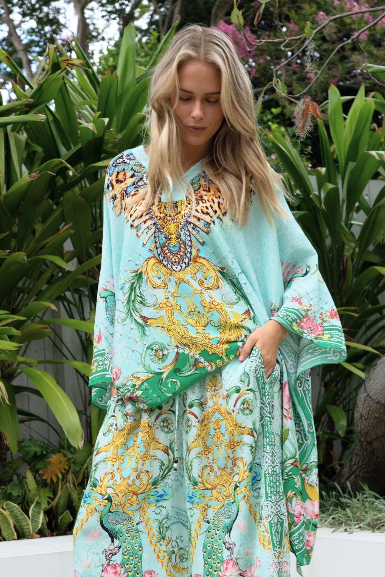 AQUA CHEETAH KAFTAN TOP - Czarina