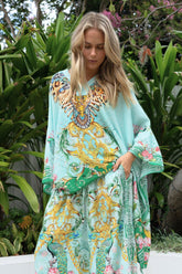 AQUA CHEETAH KAFTAN TOP - Czarina