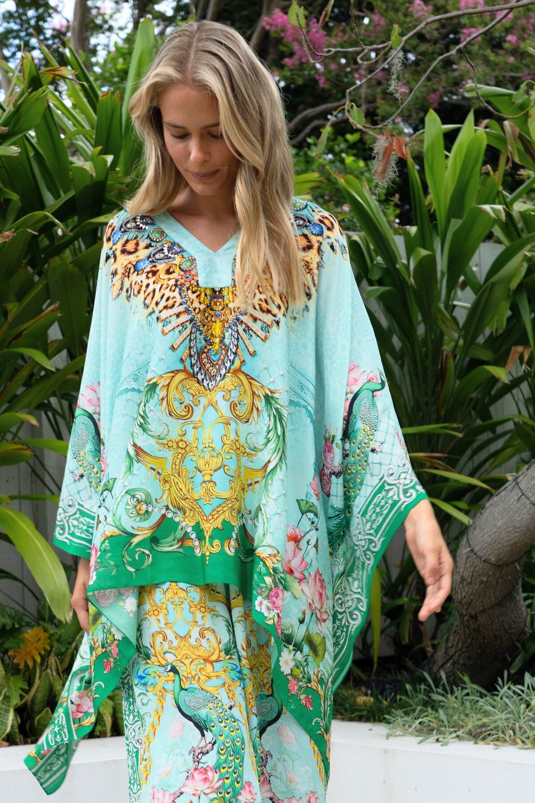 AQUA CHEETAH KAFTAN TOP - Czarina