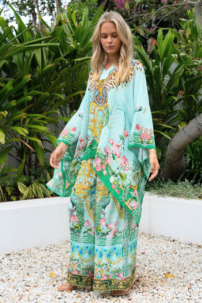 AQUA CHEETAH KAFTAN TOP - Czarina