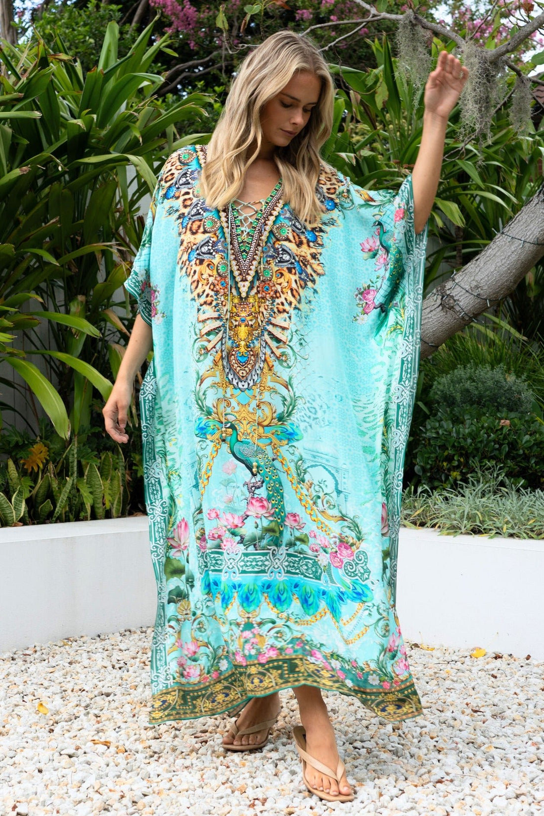AQUA CHEETAH MEDIUM KAFTAN - Czarina