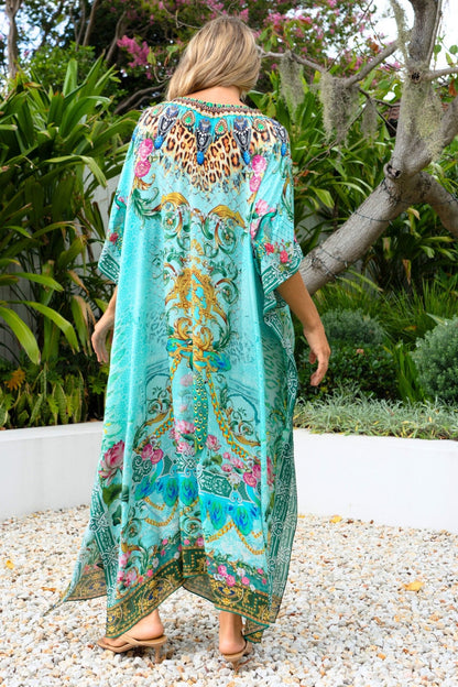 AQUA CHEETAH MEDIUM KAFTAN - Czarina