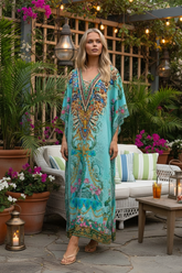AQUA CHEETAH MEDIUM KAFTAN - Czarina