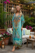 AQUA CHEETAH MEDIUM KAFTAN - Czarina