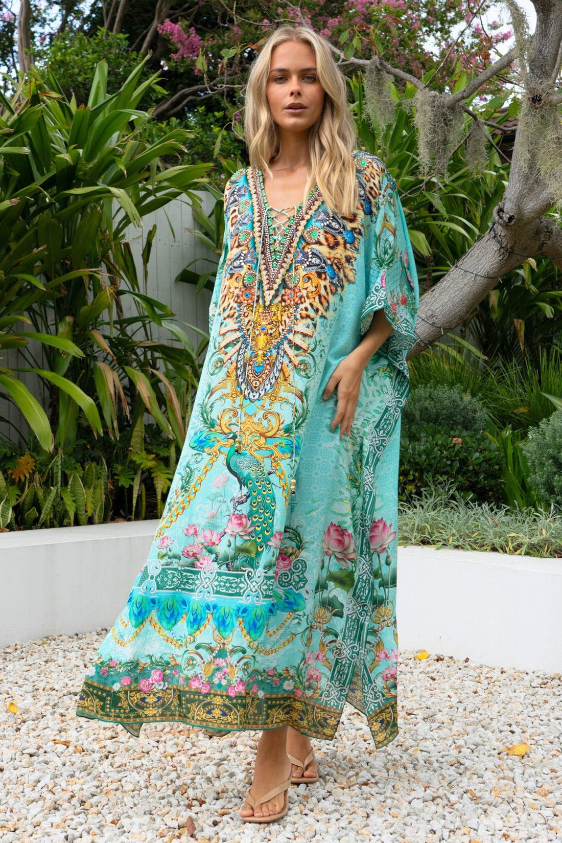 AQUA CHEETAH MEDIUM KAFTAN - Czarina