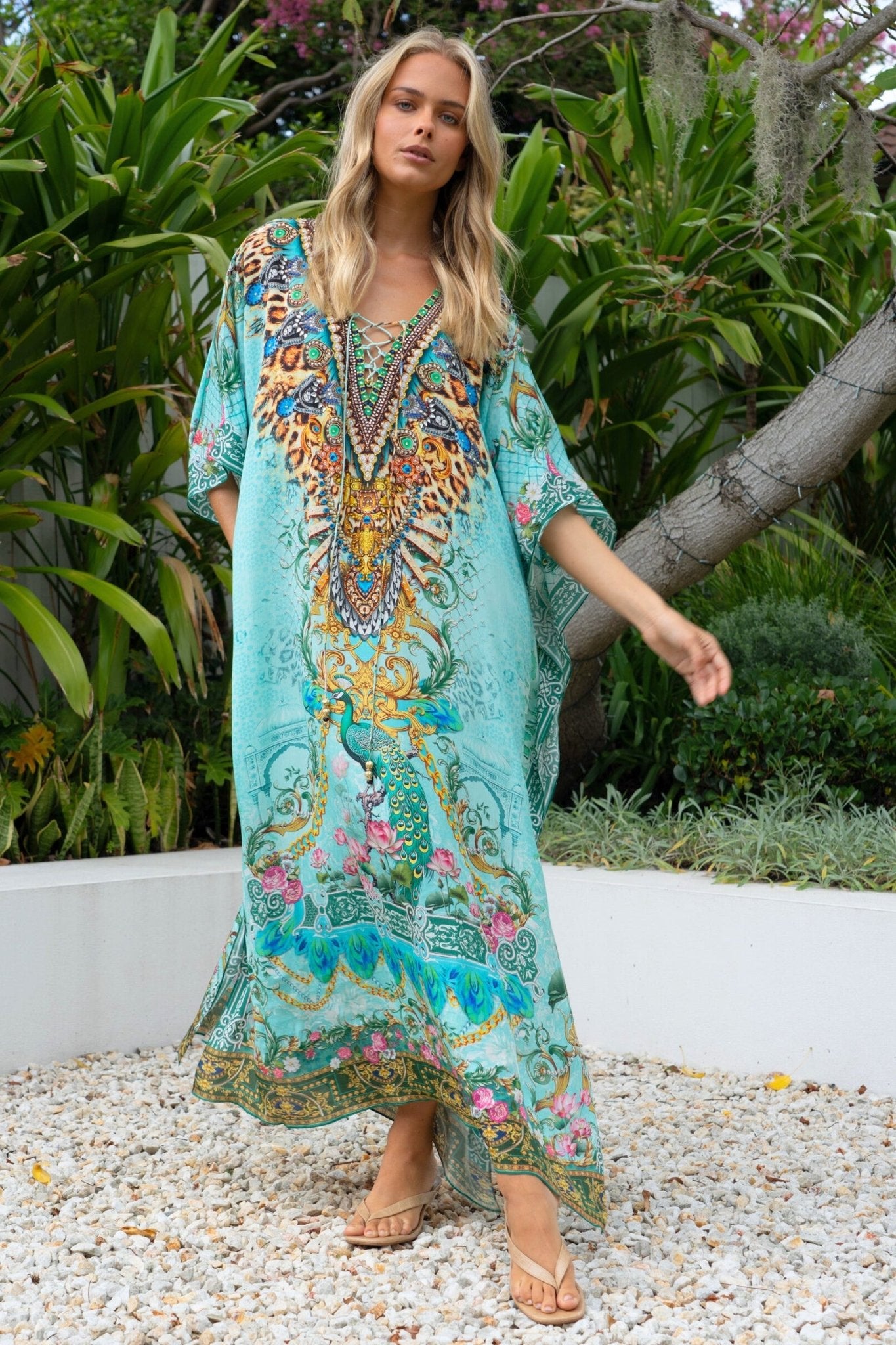 AQUA CHEETAH MEDIUM KAFTAN - Czarina