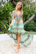AQUA CHEETAH V NECK HI LOW DRESS - Czarina