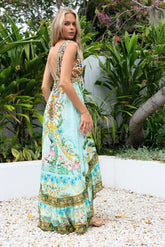 AQUA CHEETAH V NECK HI LOW DRESS - Czarina