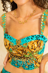 AQUA LEOPARDESS BUSTIER TOP - Czarina