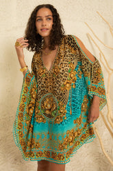 AQUA LEOPARDESS KAFTAN DRESS - Czarina