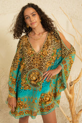 AQUA LEOPARDESS KAFTAN DRESS - Czarina