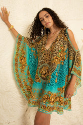 AQUA LEOPARDESS KAFTAN DRESS - Czarina