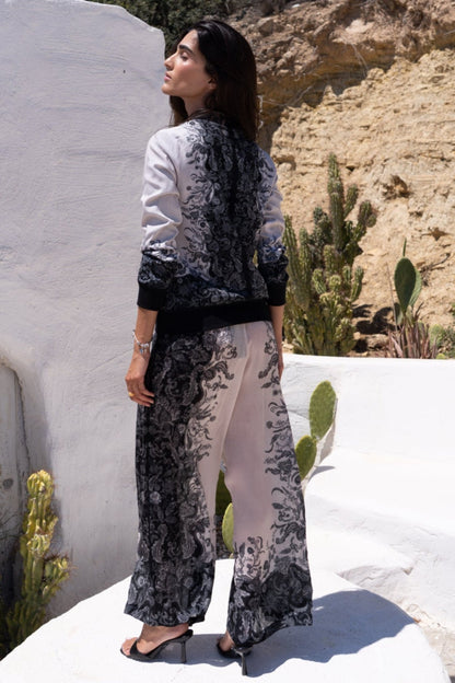 BLACK PAISLEY BOMBER JACKET - Czarina