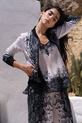 BLACK PAISLEY BOMBER JACKET - Czarina