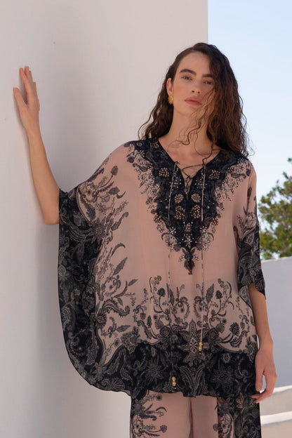 Black Paisley Butterfly Top Set - Czarina