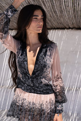 BLACK PAISLEY MINI SHIRT DRESS - Czarina