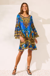 Blue Leopardess Frill Dress - Czarina