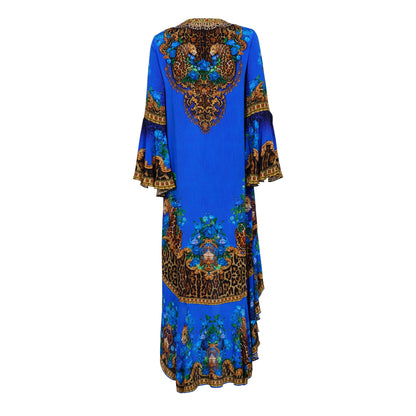 BLUE LEOPARDESS HI LOW W SLEEVES - Czarina