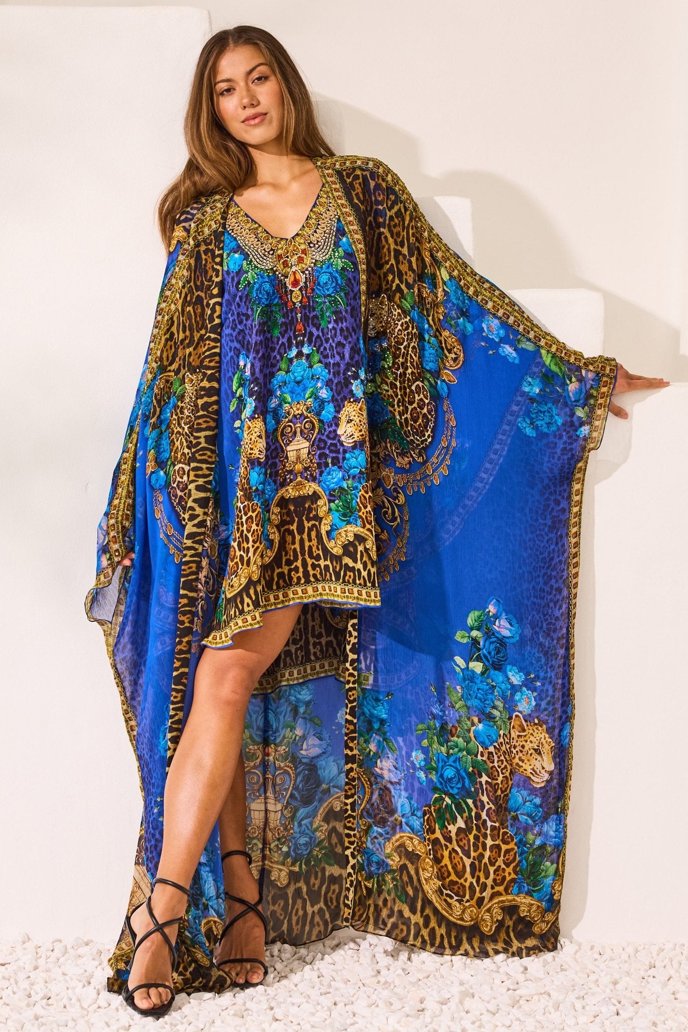 Blue Leopardess Kaftan Dress - Czarina