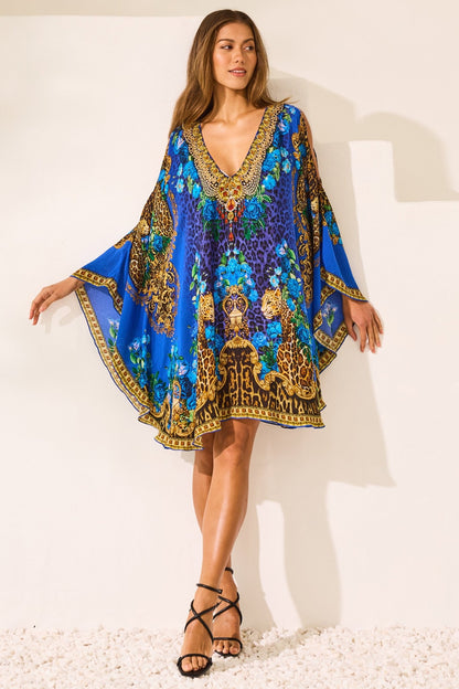 Blue Leopardess Kaftan Dress - Czarina