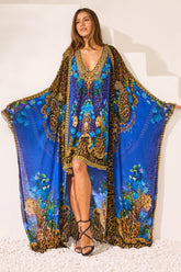 Blue Leopardess Long Cape - Czarina