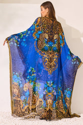 Blue Leopardess Long Cape - Czarina