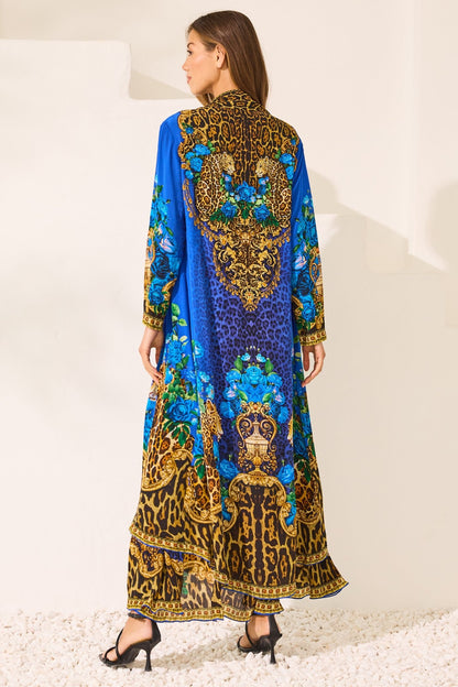 Blue Leopardess Long Jacket - Czarina