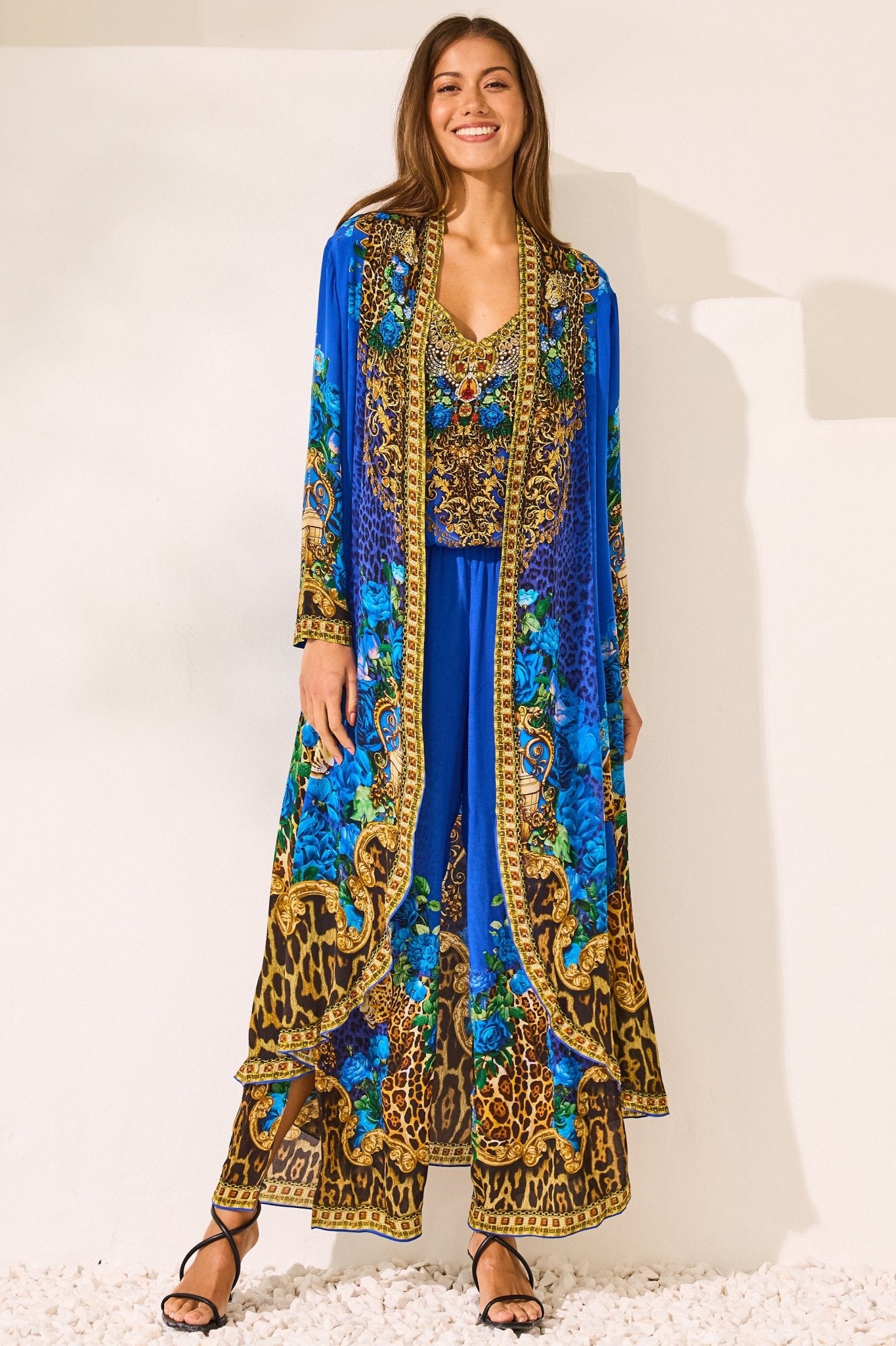 Blue Leopardess Long Jacket - Czarina