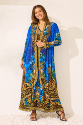 Blue Leopardess Long Jacket - Czarina