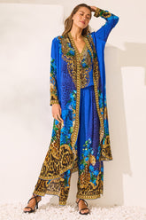 Blue Leopardess Long Jacket - Czarina