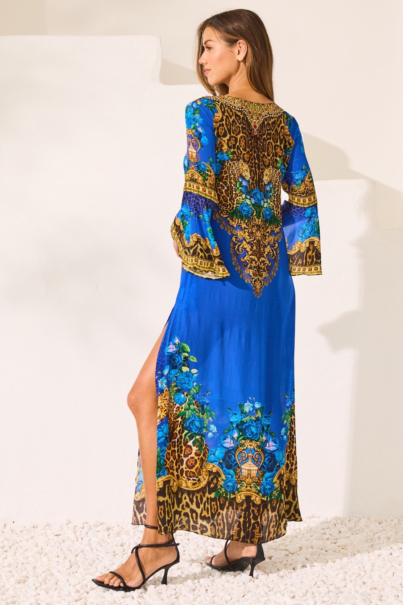 Blue Leopardess Maxi W Sleeves - Czarina