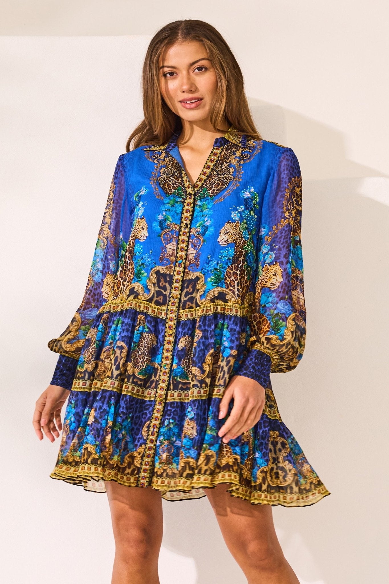 Blue Leopardess Shirt Dress - Czarina