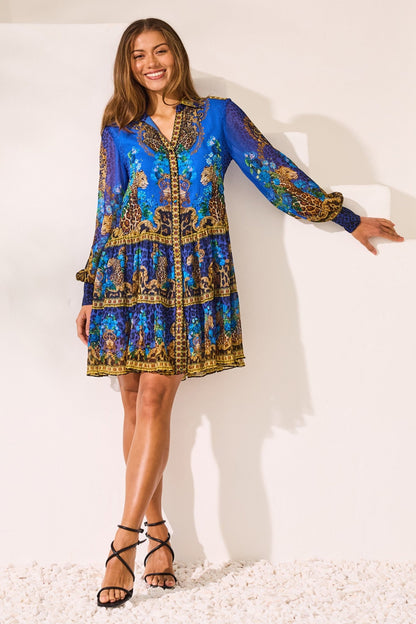 Blue Leopardess Shirt Dress - Czarina