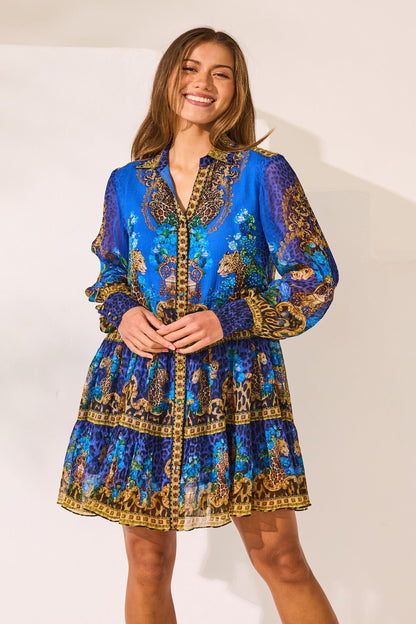 Blue Leopardess Shirt Dress - Czarina