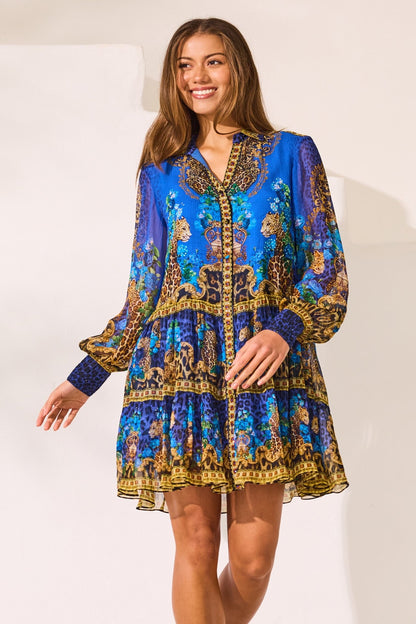 Blue Leopardess Shirt Dress - Czarina