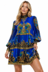 BLUE LEOPARDESS SMOCKING SHORT DRESS - Czarina