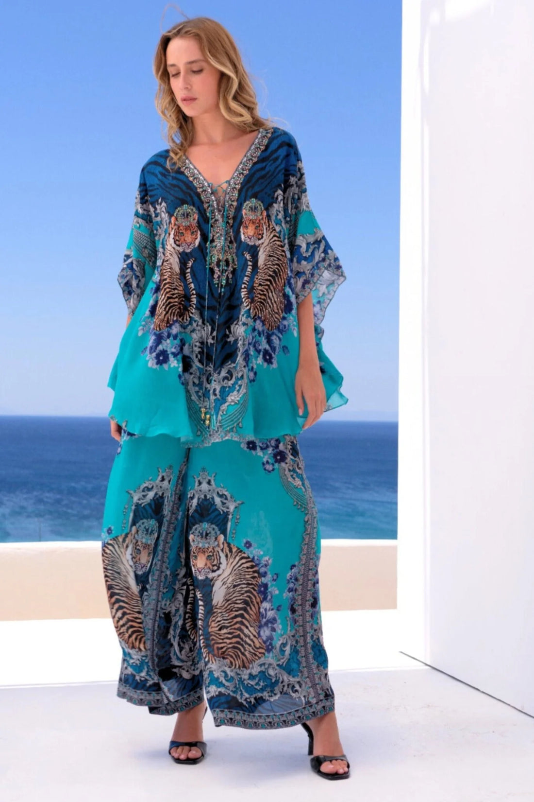 Blue Tigress Twin Set – Butterfly Top with Trousers