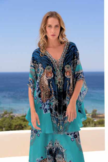 BLUE TIGRESS BUTTERFLY TOP - Czarina