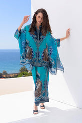 BLUE TIGRESS KAFTAN TOP W SLEEVES - Czarina