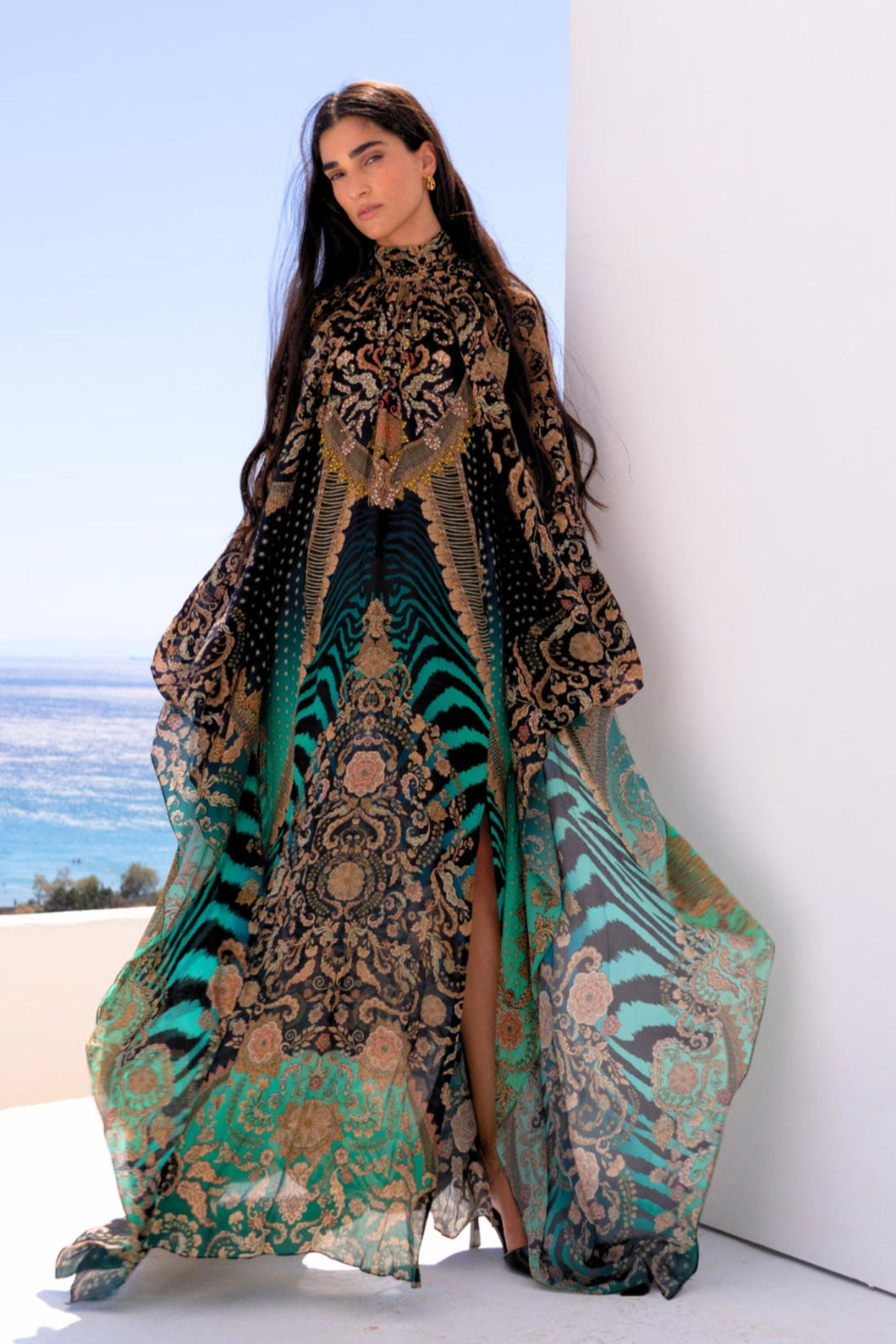EMERALD EMPRESS HI - NECK MAXI KAFTAN - Czarina