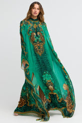 Emerald Leopardess High - neck Maxi Kaftan - Czarina