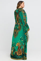 Emerald Leopardess High - neck Maxi Kaftan - Czarina