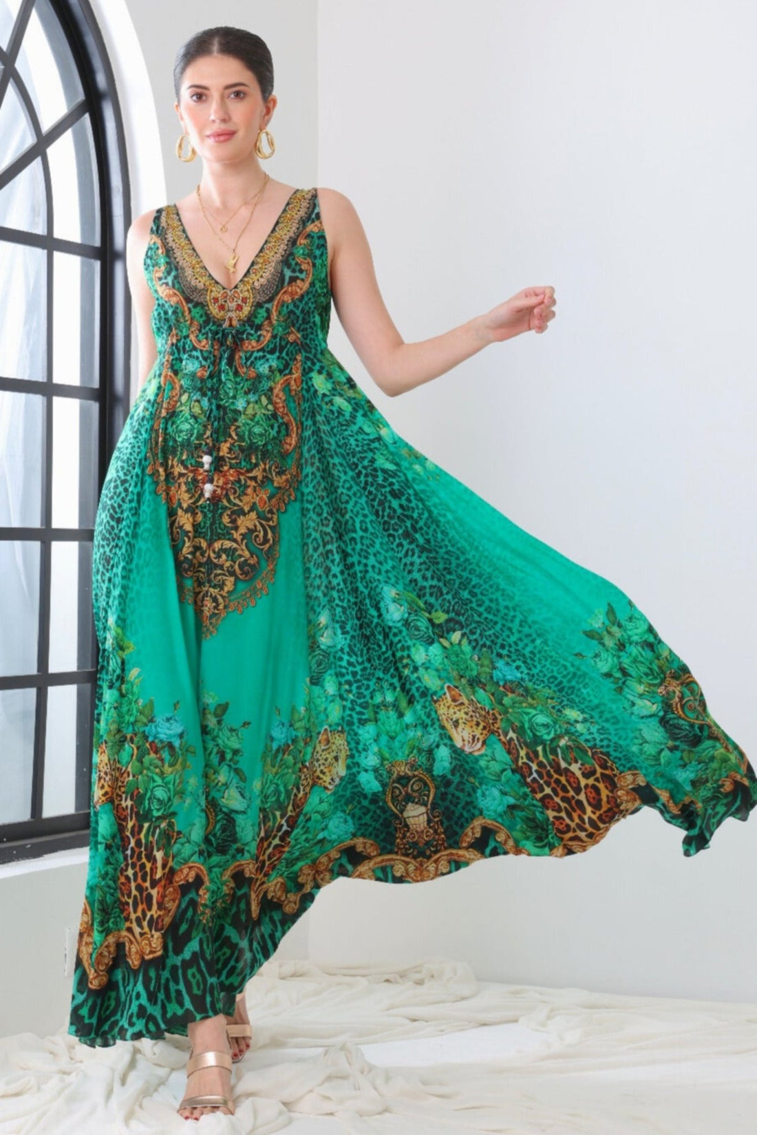 EMERALD LEOPARDESS MAXI DRESS - Czarina