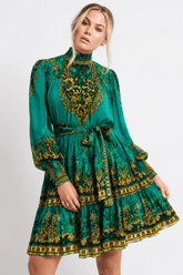 EMERALD LEOPARDESS SMOCKING SHORT DRESS - Czarina