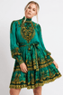EMERALD LEOPARDESS SMOCKING SHORT DRESS - Czarina