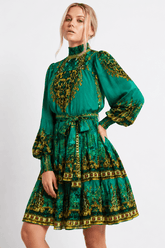 EMERALD LEOPARDESS SMOCKING SHORT DRESS - Czarina