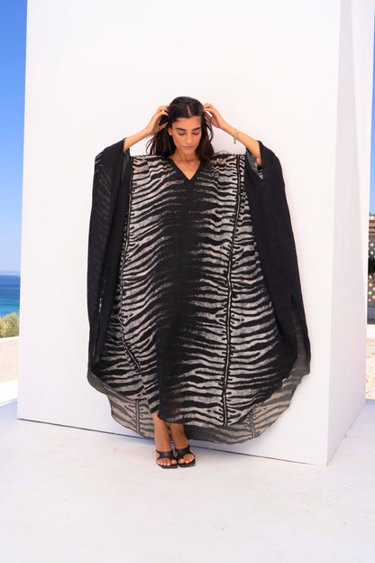 AEGEAN NIGHTS V NECK MAXI KAFTAN