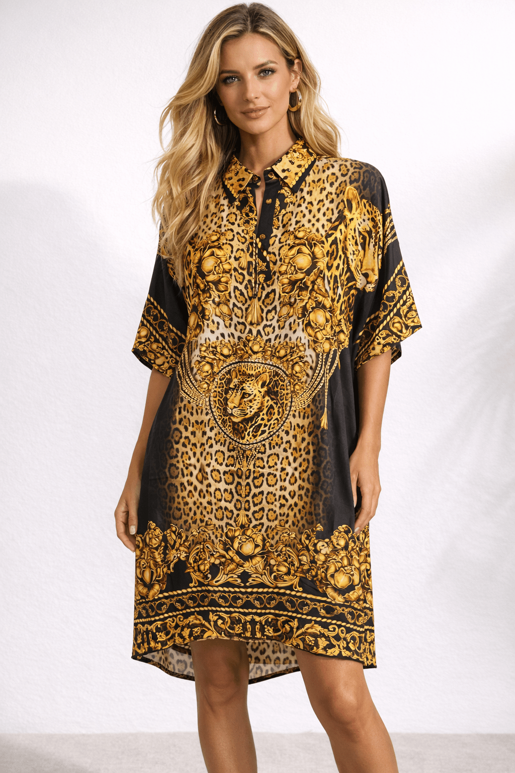 GOLDEN LADY MIDI COLLAR KAFTAN - Czarina