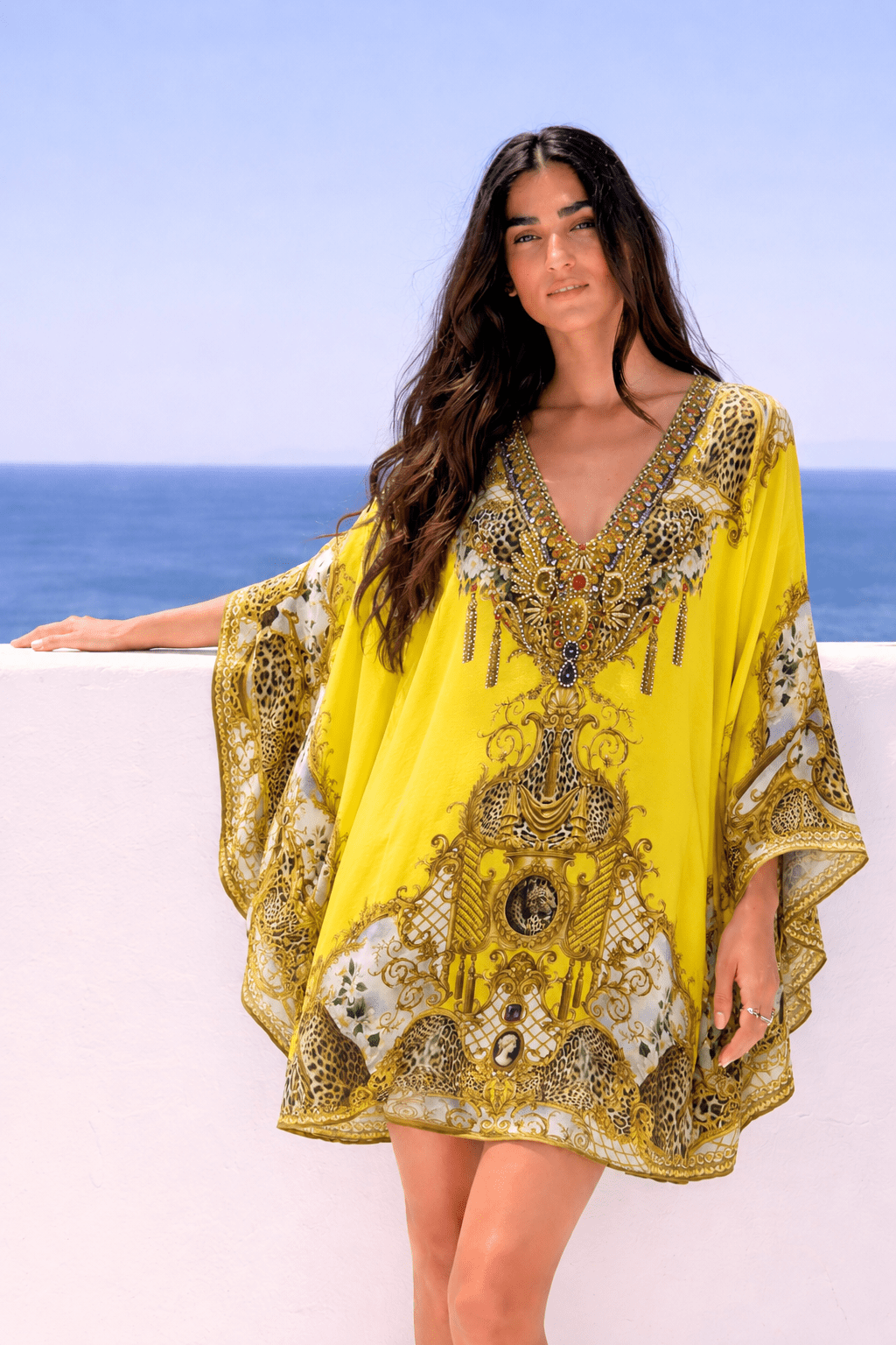 GOLDEN LEOPARD KAFTAN DRESS - Czarina
