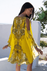 GOLDEN LEOPARD KAFTAN DRESS - Czarina